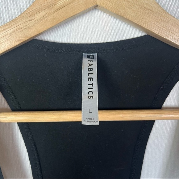 Fabletics Black Two Layered Scoop Neck Athletic Tank Top L - Picture 4 of 4